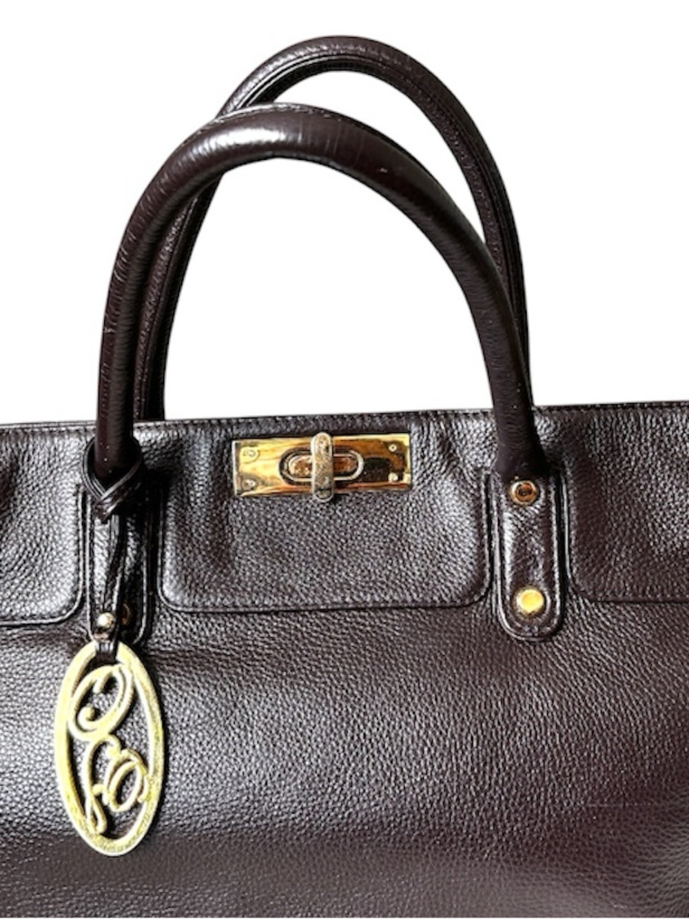 Onna Ehrlich Pebbled Leather Tote | Chocolate Brown Work Bag | Quiet Luxury - Picture 6 of 14